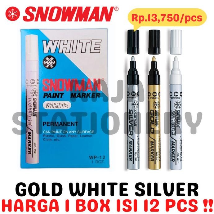 

SNOWMAN PAINT MARKER WHITE GOLD SILVER SPIDOL CAT PUTIH EMAS [12PCS] Termurah