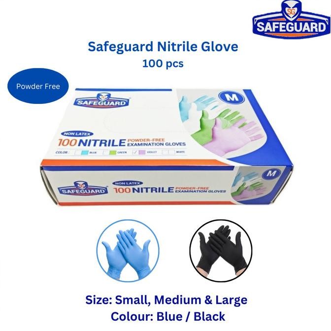 

BARU SARUNG TANGAN NITRILE SAFE GUARD/ SAFEGUARD NITRILE GLOVES POWDER FREE