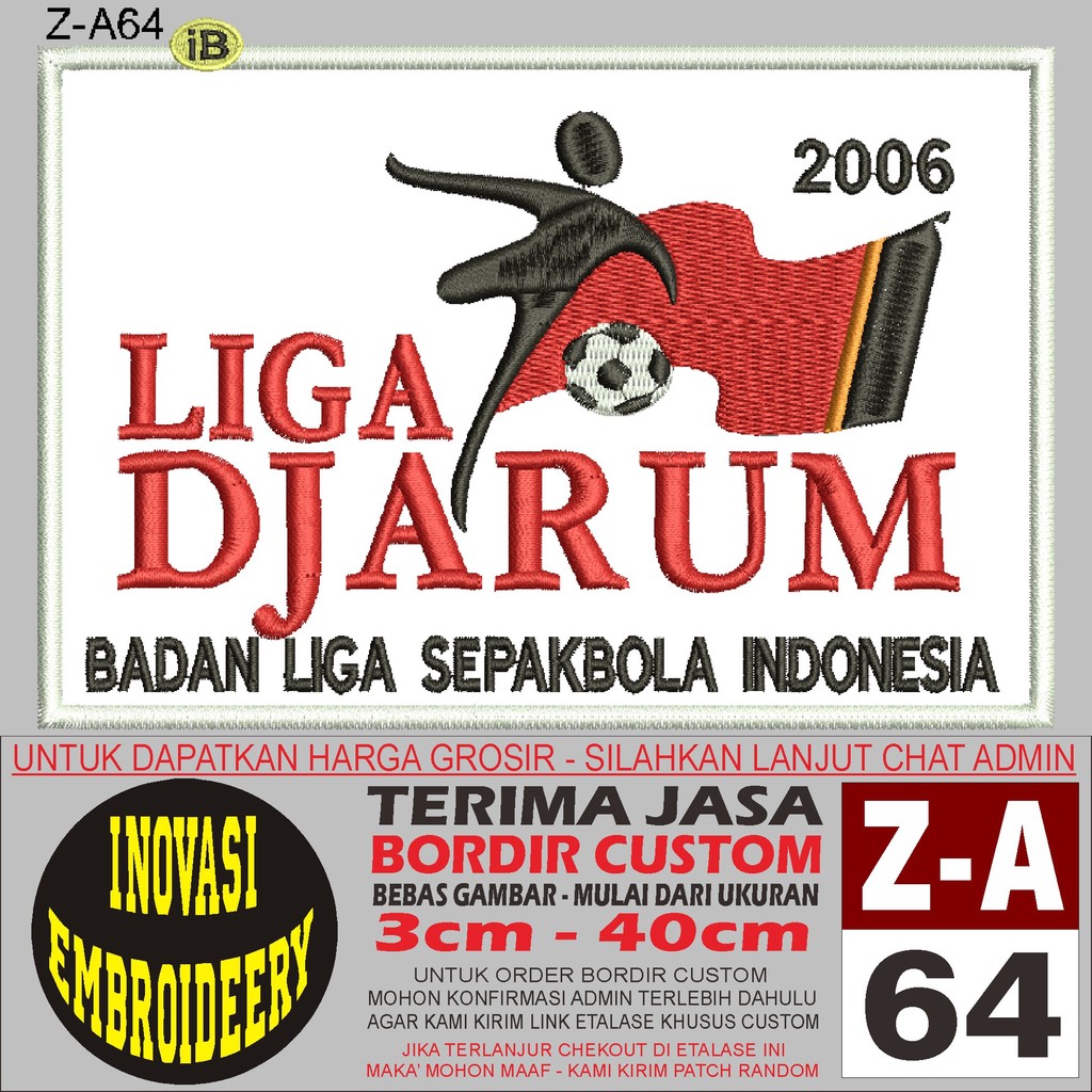 PATCH BORDIR  Z-A64 LIGA DJARUM - INOVASI EMBROIDERY TESTIMONI