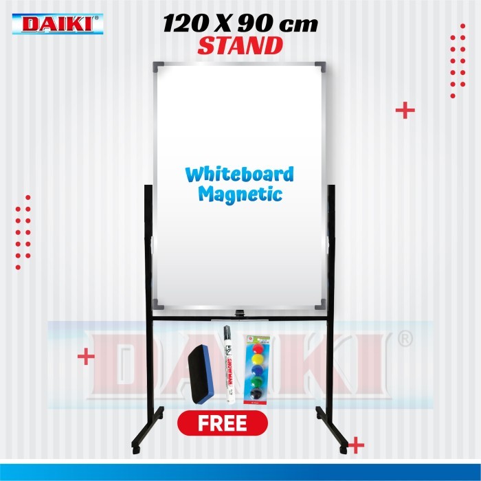 

TERBARU! Whiteboard DAIKI vertikal single face stand uk 120x90 Cm