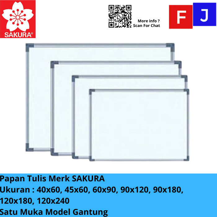 

SAKURA WHITEBOARD PAPAN TULIS MODEL GANTUNG SATU MUKA