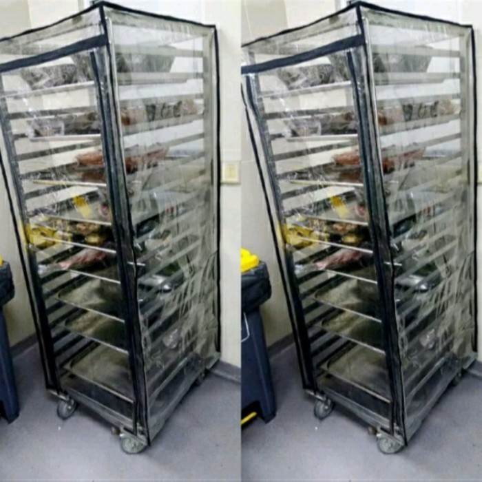 Cover plastik penutup rak loyang roti untuk rak 10-15 susun