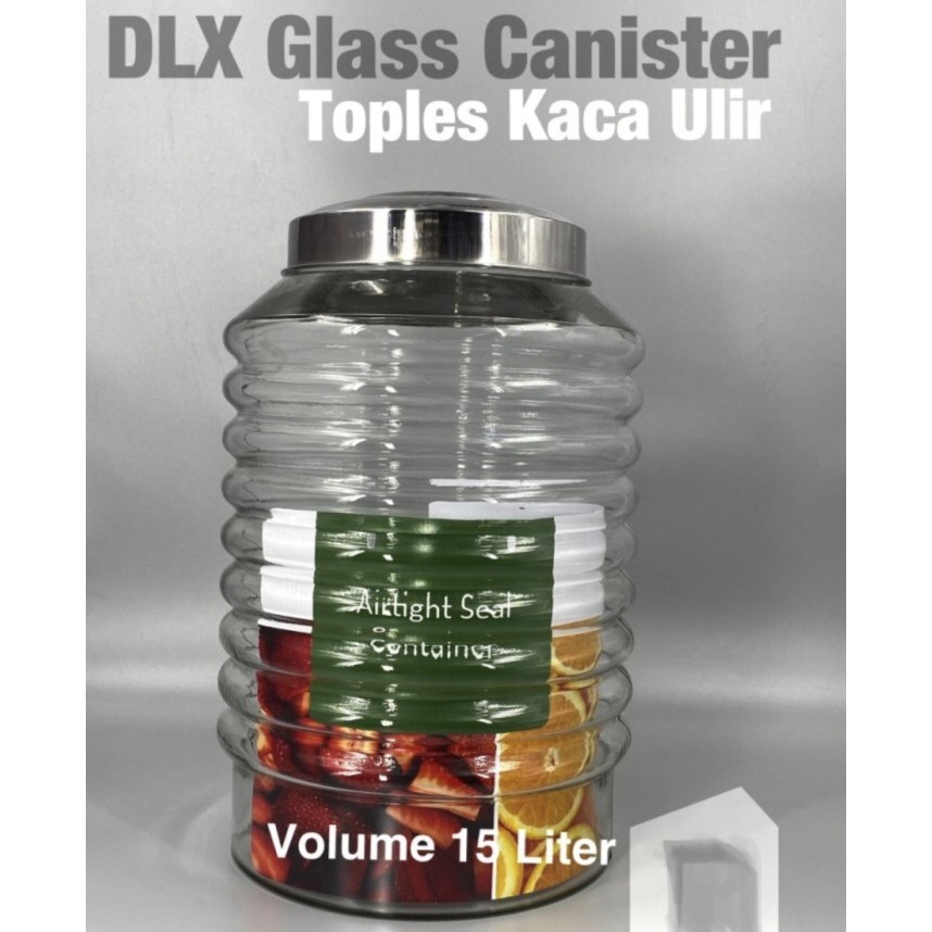 Toples Kaca Ulir Kamma 15Liter DLX Glass / Toples Asinan Cemilan Besar