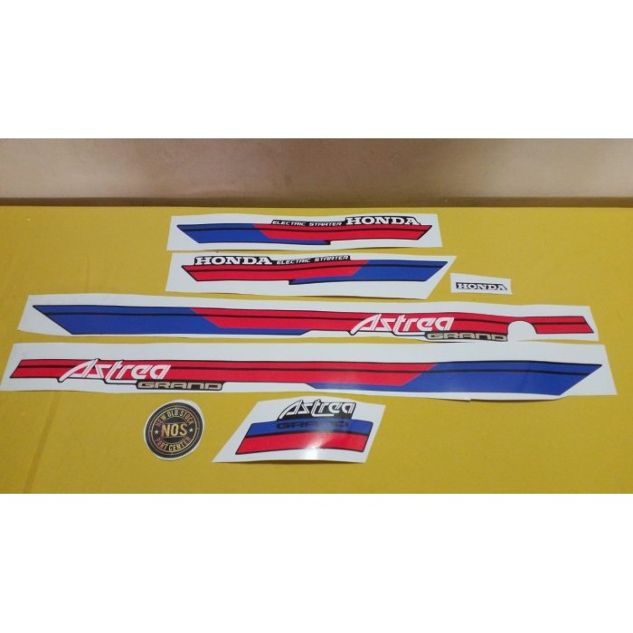 Striping Sticker Astrea Grand Bulus Biru Merah Copy Original Barang Langka