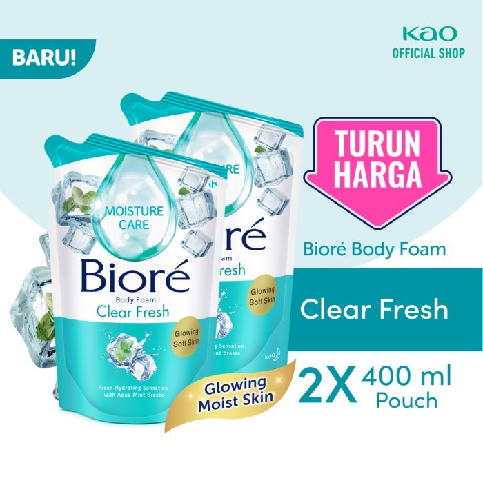 Biore Clear Fresh 400Ml Pouch Twinpack - Sabun Mandi Cair