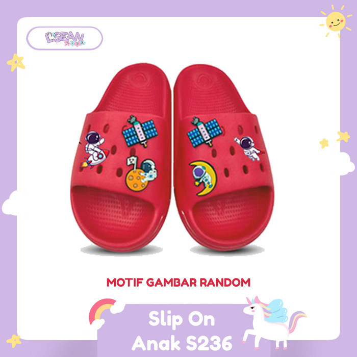 SLIP ON SANDAL ANAK GAMBAR 3D LUCU EMPUK ANTI SELIP SIZE BESAR S236