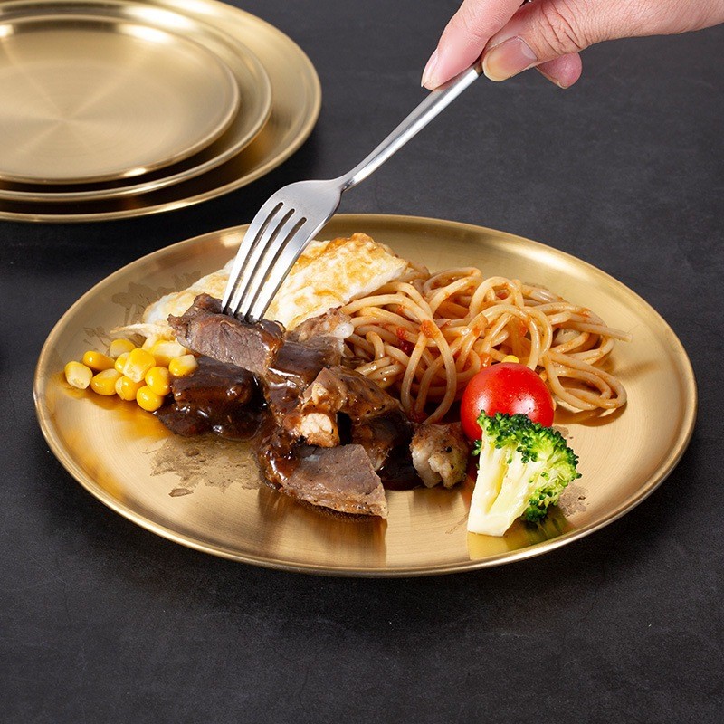 Piring Makan Emas Sultan Plate Gold Stainless