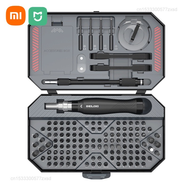 Set Obeng Xiaomi DELIXI 145 In 1 untuk Kit Obeng Perbaikan Ponsel Alat Tangan Bit Obeng Magnetik Pre
