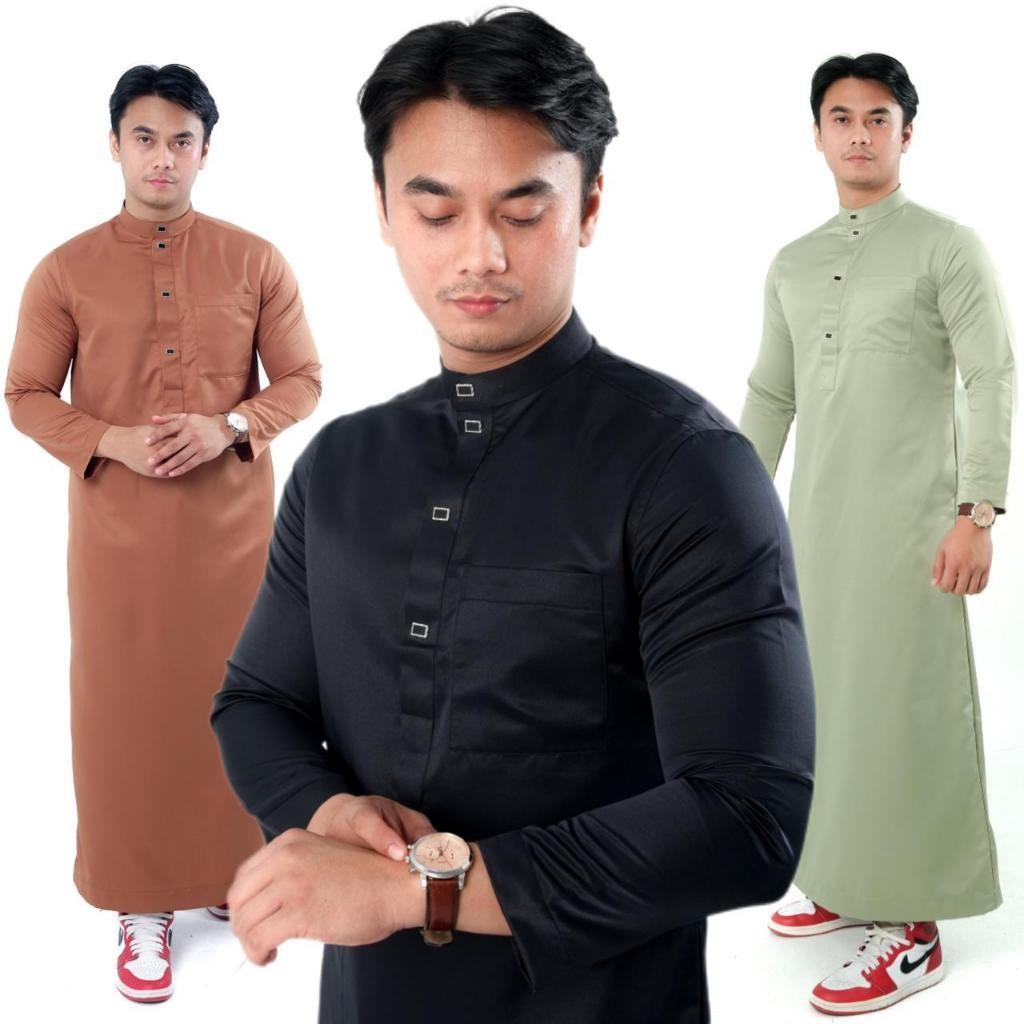 GAMIS PRIA Gamis Pria Dewasa Kancing Import Jubah Motif Harmain Fadlan Series Original Assuffah