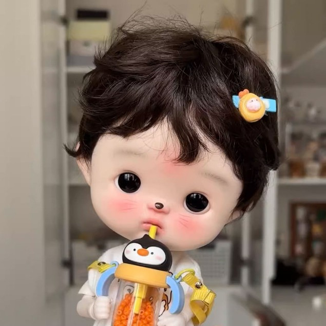 Blythe Wig diandian blythe Wig Boneka Kepala Besar Dot, Qbaby, Little Cloth blythe Wig Boy Imitasi M