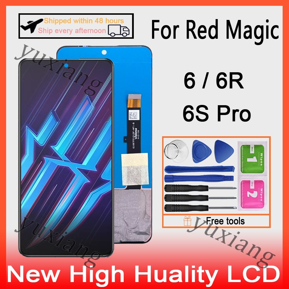 LCD Asli AMOLED Red Magic ZTE Nubia Red Magic 6 6R 6S Pro NX666J NX669J Layar LCD Pengganti Digitize