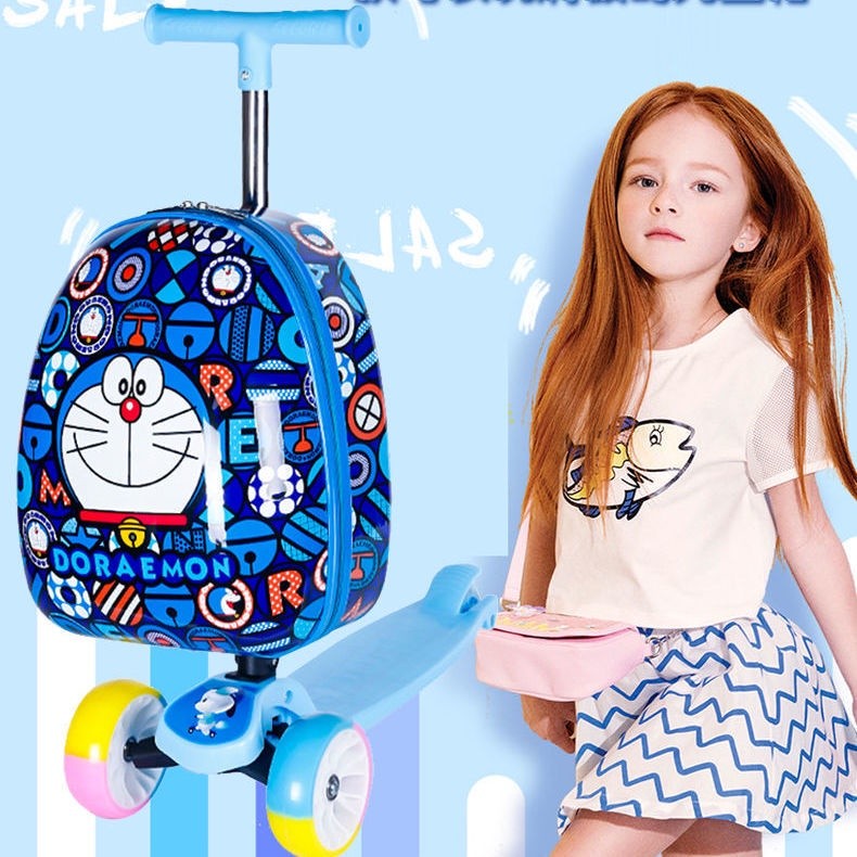 Koper Skuter Anak-anak, Tas Skateboard, Koper Anak-anak, Tas Troli, Hadiah Kartun Lucu, Roda Flash G