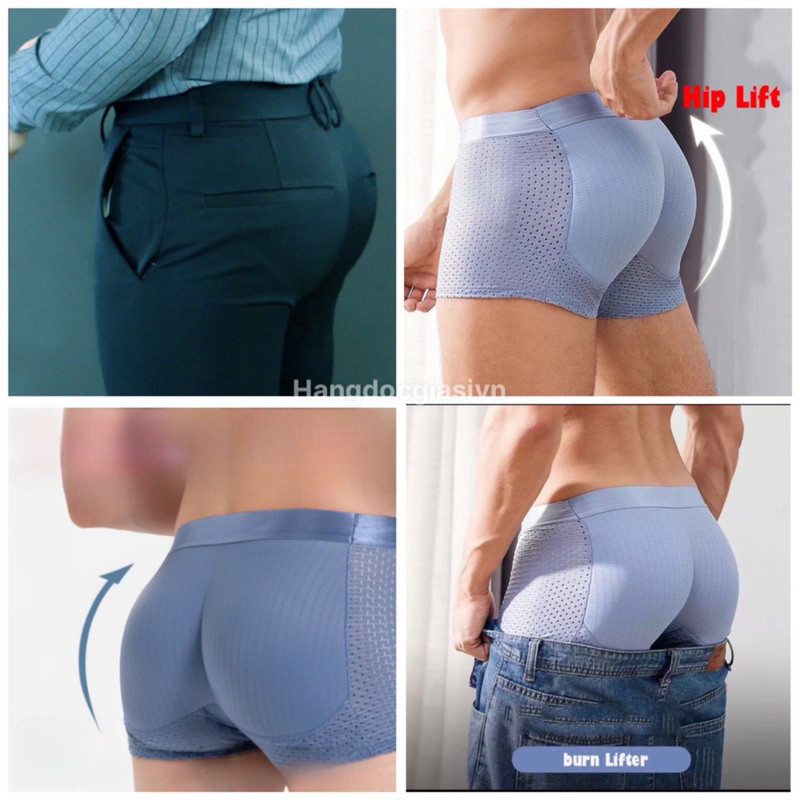 Kombo 3 celana boxer pengangkat bokong pria dengan bantalan bokong alami tanpa bekas, celana dalam p