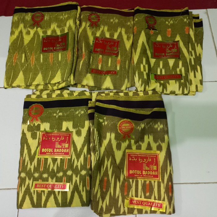 Sarung Sarung Tenun Goyor Botol Baddah ATBM Tegal - Kuning, acak polos celana premium