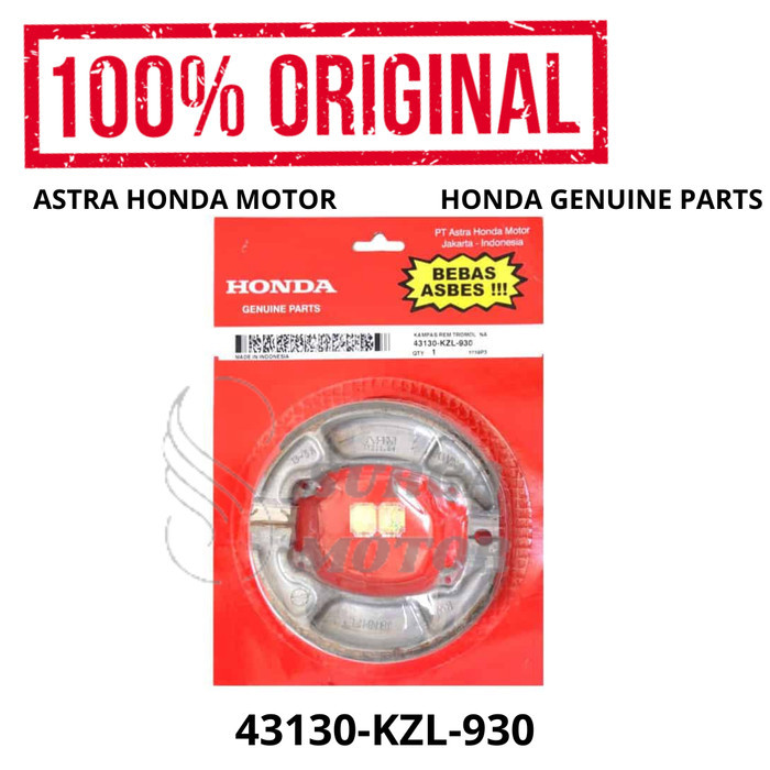 Kampas Rem Tromol Belakang Kzl Beat Fi Sporty Esp Scoopy Spacy Vario 110 Techno Karbu Original Honda