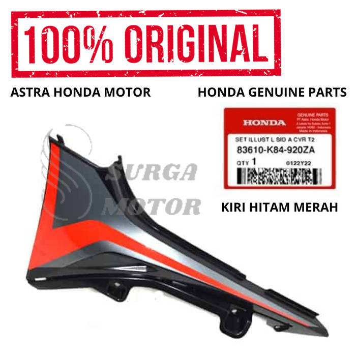 Sambungan Body Kiri Hitam Merah Crf 150L K84 Original Hinda Ahm 83610-K84-920Za Set Illust Left  Sid