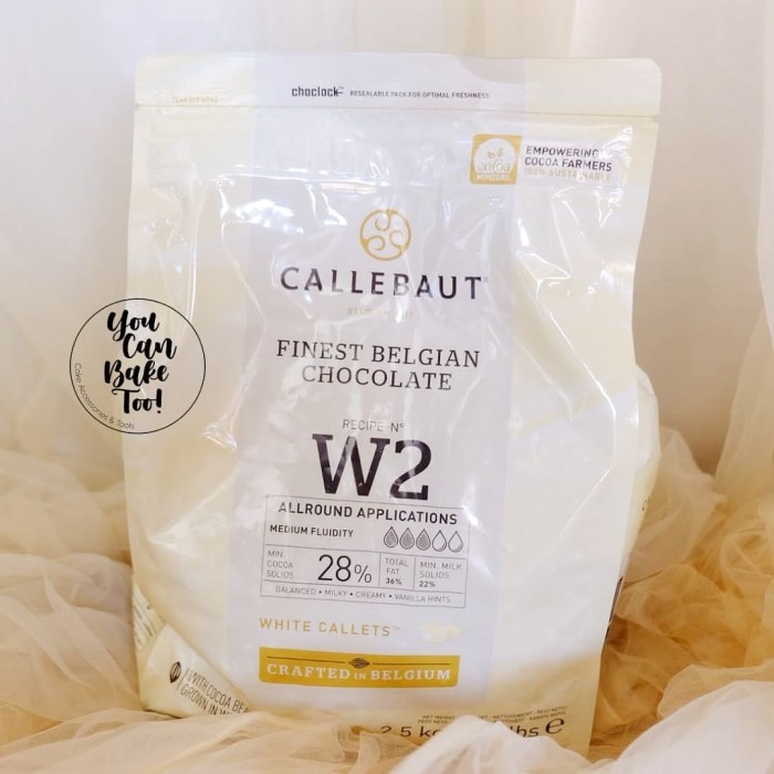 

Callebaut White Chocolate Couveture W2 28% Cocoa 2,5Kg Harga Promo