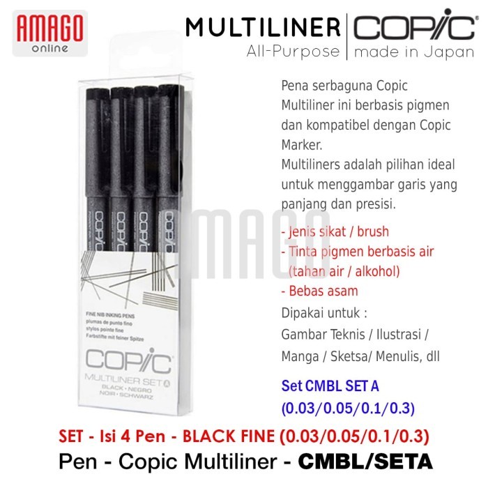 

TERBARU! COPIC MULTILINER BLACK FINE (4 PCS/SET) - CMBL/SETA