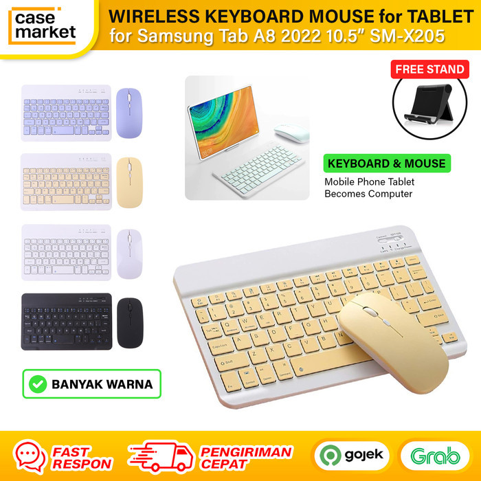 Samsung Tab A8 2022 X205 10.5 Wireless Keyboard Mouse Set Tablet Stand