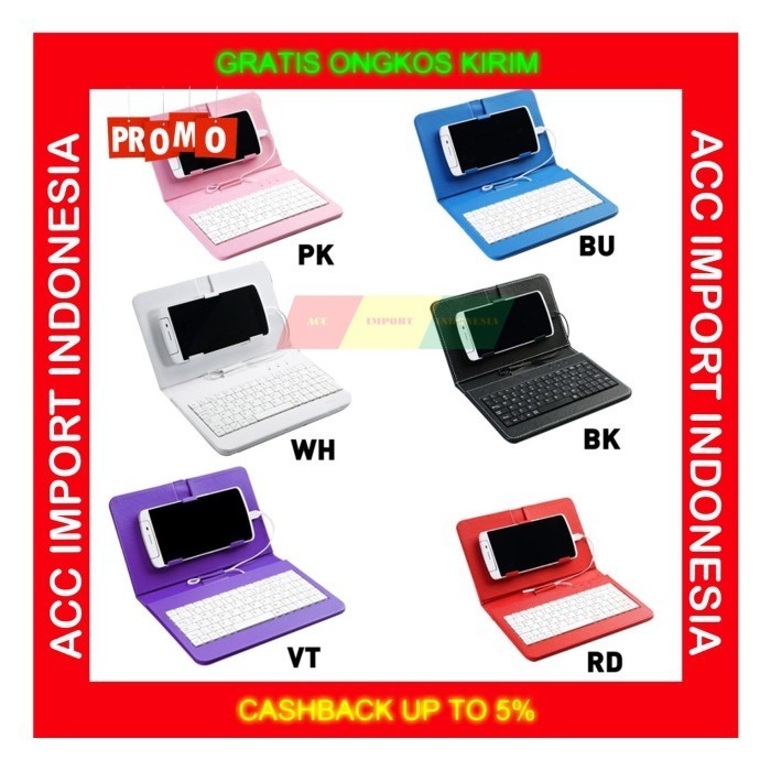 Keyboard External Android Tablet Wired Flip Holster Case Micro USB OTG