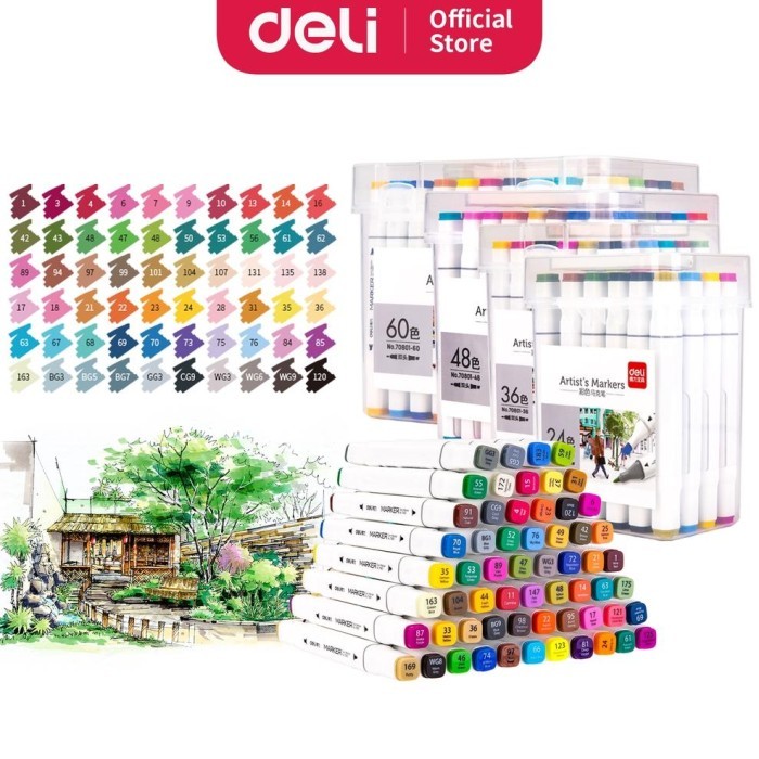 

TERLARIS! Terlaris Deli Spidol 24/36/48/60 Warna Dengan Ujung Tip Ganda Desain