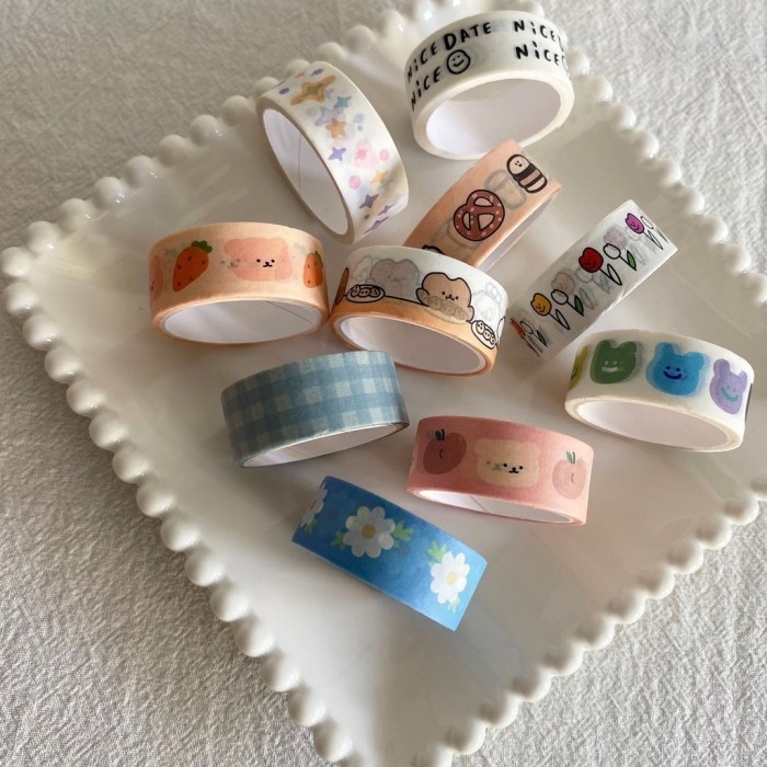 1 Piece Washi Tape Cute Korean Aesthetic Masking Tape Journal Scrapboo