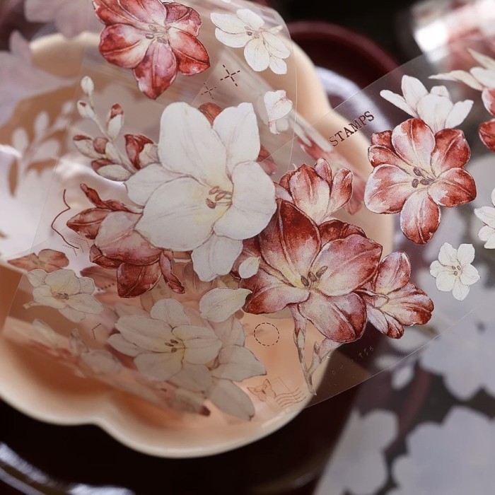 

Promo Little White Washi And Pet Tape - Purple Flower . Scarlet . Colorful . Green Forest . Orange