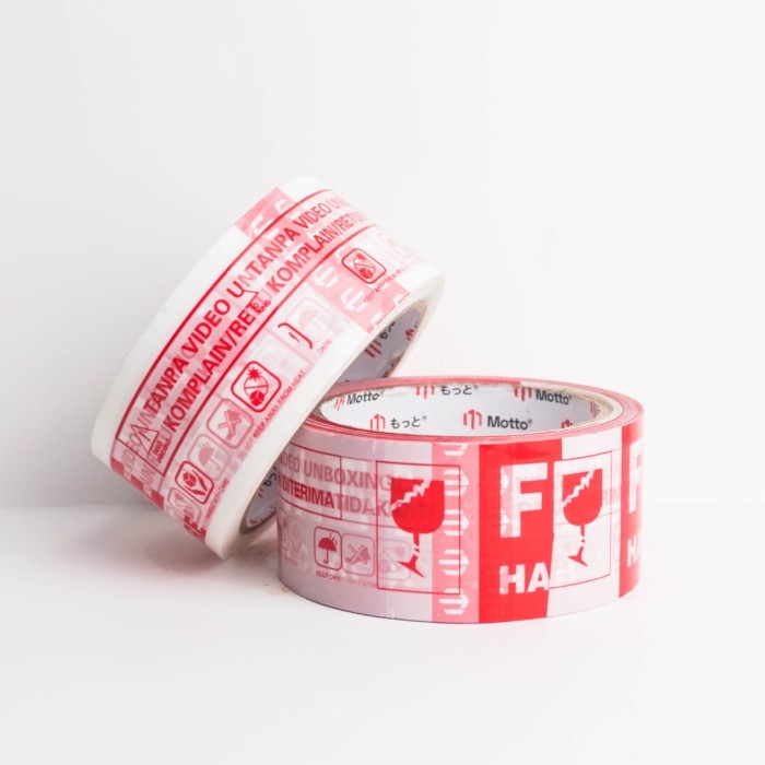 

Barang Terlaris Lakban Fragile Unboxing 45Mm X 60 Yard Putih - Slop 6 Pcs - Motto Tape Cod