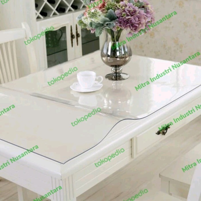 Taplak Meja Alas Meja Plastik Pvc Bening Transparan 120Cm X 70Cm