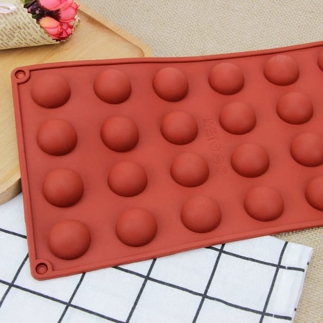 Cetakan Coklat Es Batu Puding Silikon 24 Lubang Setengah Lingkaran