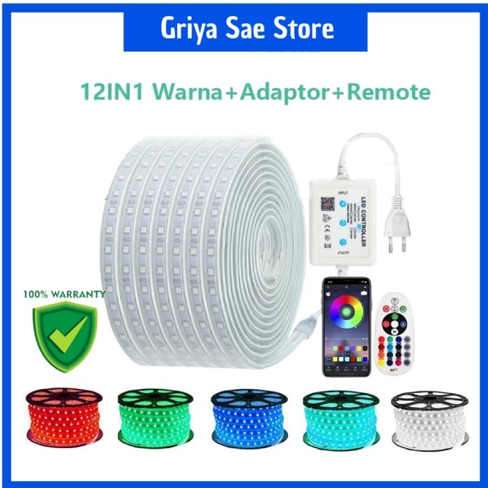 Lampu Taman Outdoor Waterproof RGB Led Strip 5050 Selang Hias Dinding Plafon Ruang Tamu Aesthetic