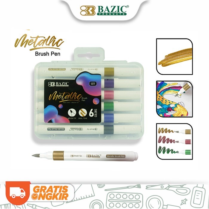 

Bazic Metallic Brush Pen 6 Colors - Spidol Metalik