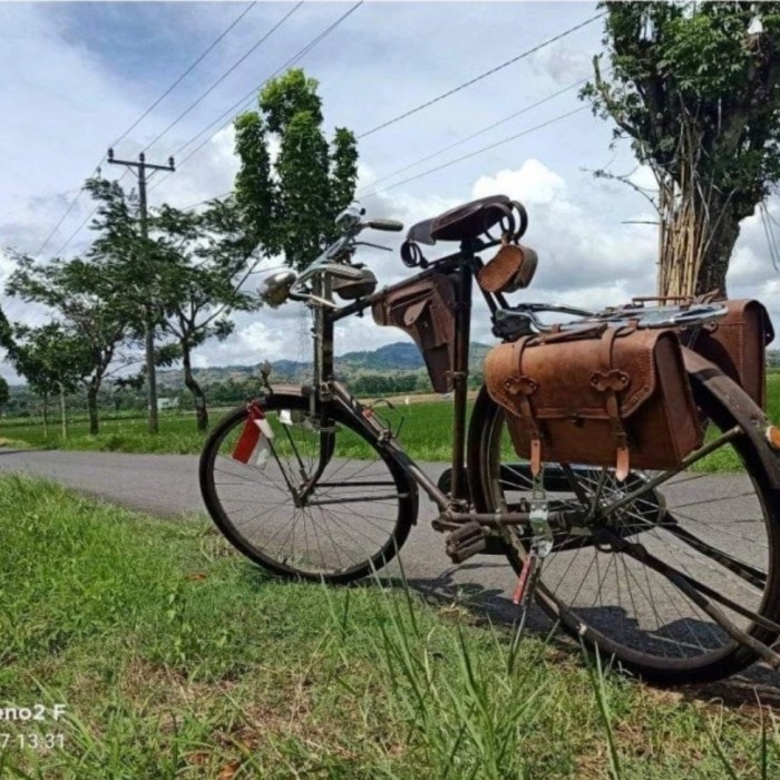 PROMO Tas kulit Sepeda ontel - Tas samping kulit full sepeda ontel