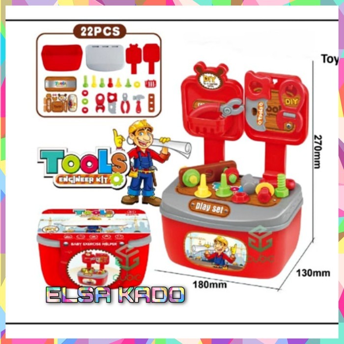 Mainan Anak Tools Set Koper Perkakas Peralatan Tukang Bengkel Edukasi