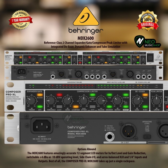 BEHRINGER MDX2600 2 CHANNEL EXPANDER/GATE/COMPRESSOR/PEAK LIMITER ORIGINAL DAN TERPERCAYA