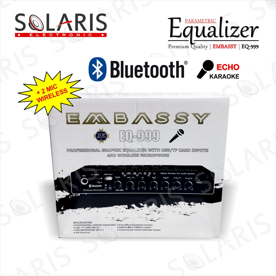 PARAMETRIC EQUALIZER MOBIL BLUETOOTH MIC WIELESS EMBASSY EQ-999 PREAMP