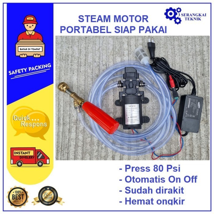 Alat Cuci Motor Mesin Stim Steam Jet Cleaner Pompa DC 12V Robotech