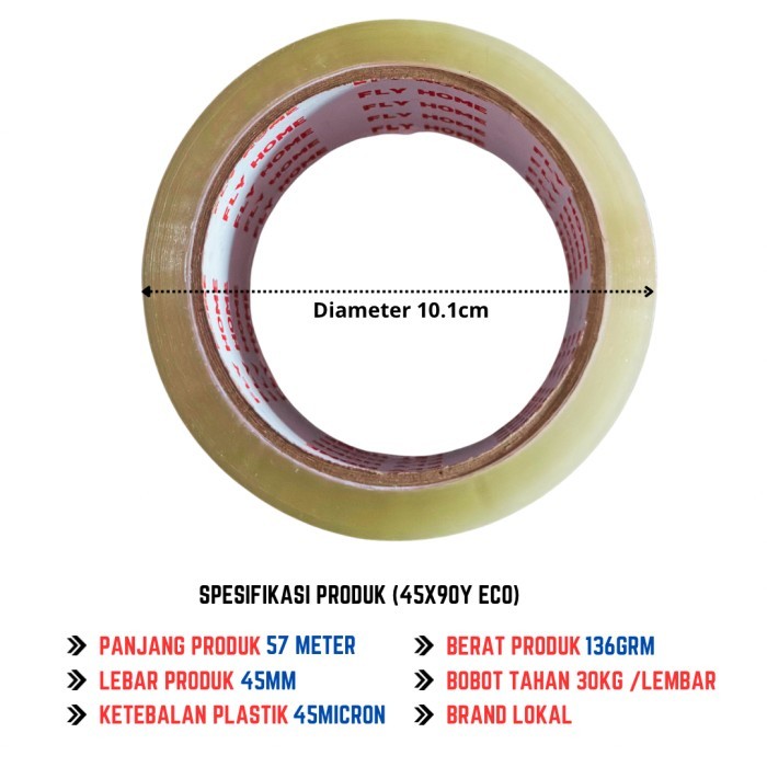 

Ready Stock Flyhome Lakban Coklat 90 Yard 2Inci 48Mm X 90Yard 6 Roll Eco Packing Aman