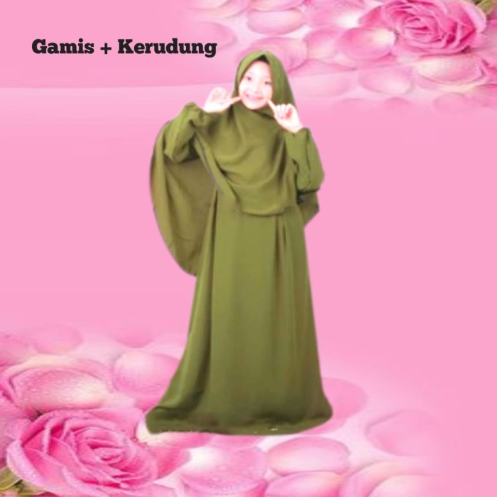 Produk Unggulan Gamis Syari Polos Anak Tanggung Perempuan Umur 11 12 Tahun - Hitam