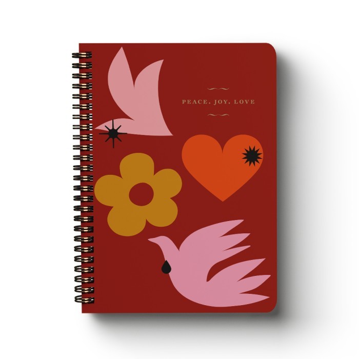 

Sale Papermark A5 Spiral Notebook Peace Love Joy Red