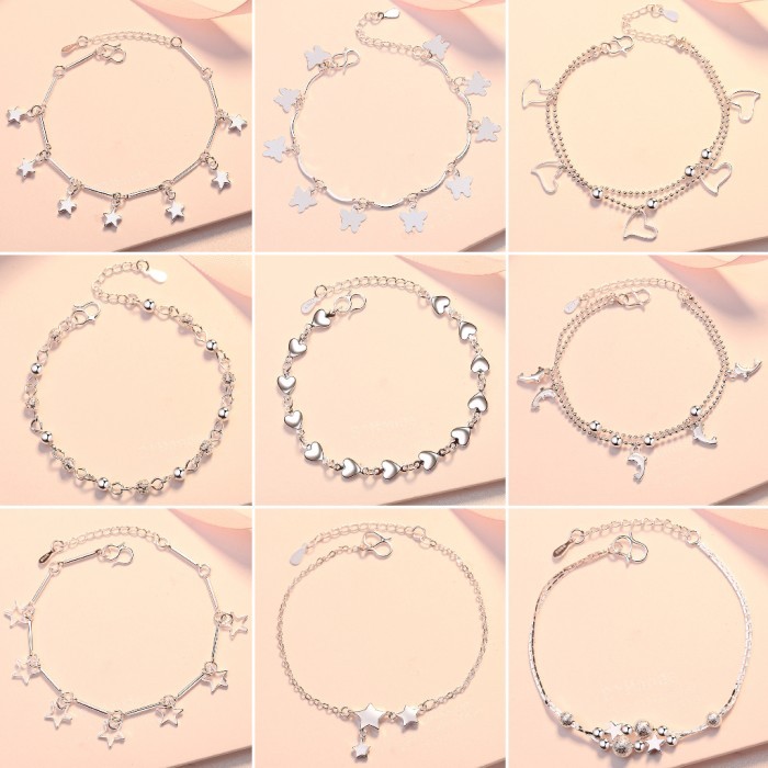 Gelang Titanium Silver Rantai Anti Karat Model Korea / Bracelet Korean Best Seller