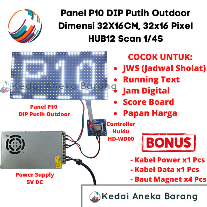 (:(:(:(] Panel Module Modul LED P10 Running Text DIP White Putih Outdoor