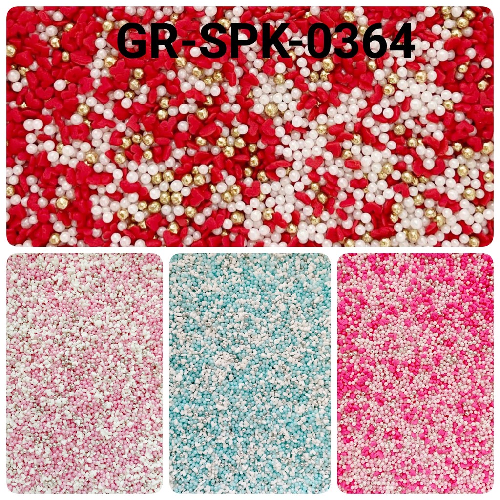 

GR-SPK-0364 Sprinkles sprinkle sprinkel 1kg mutiara putih biru pink hati merah pink putih (sprinkles)