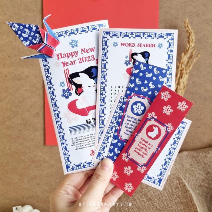 

siap kirim] Angpao Amplop Origami Tahun Baru Kelinci DIY Imlek Sticker Party ENV01