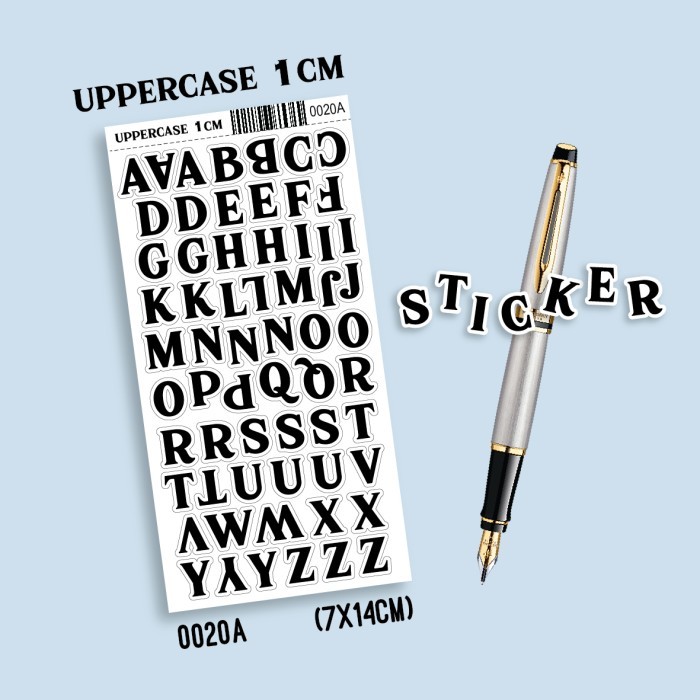 

:=:=:=:=] Stiker Huruf Tahan Air Alphabet Abjad Hitam Putih Monochrome 0020
