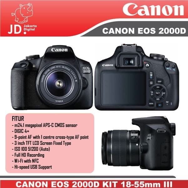 Canon Eos 2000D Kit 18-55Mm Iii - Canon Dslr Murah