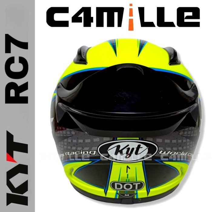 Helm Kyt Rc 7 Motif #16 Yellow Fluo Gun Metal Black Full Face Rc7