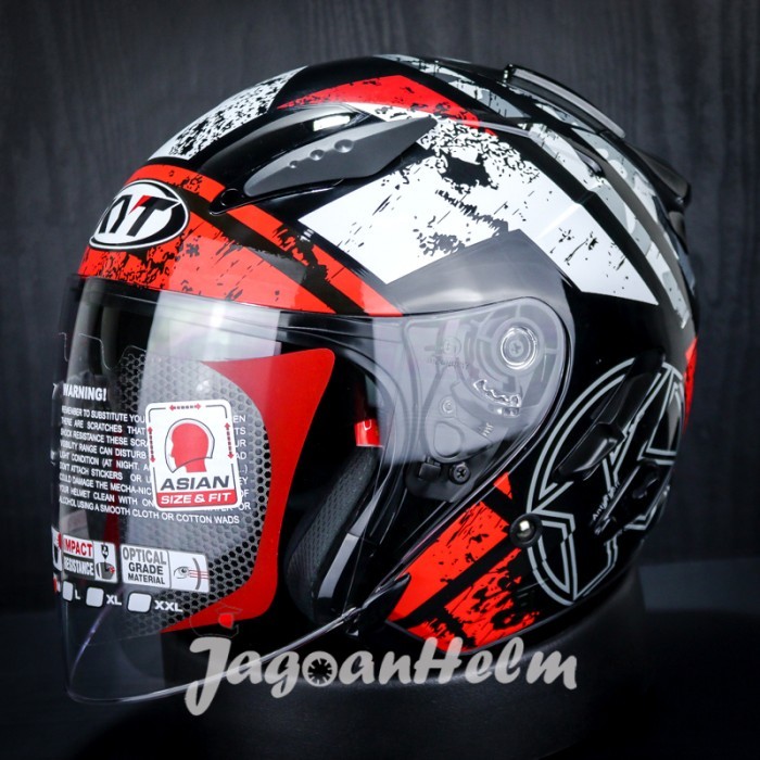 Kyt Helm Galaxy Slide #5 Flat R Black Red Fluo Double Visor