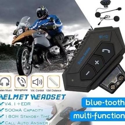 Headset Helm Bluetooth Wireless BT-12 Untuk HELM Motor Bt Headset