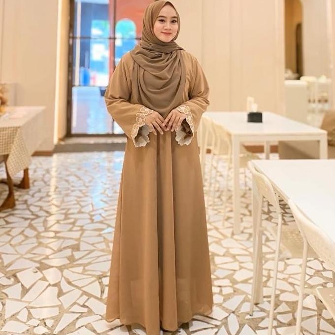 Aulia Abaya Gamis Wanita Terbaru Kekinian Mewah Simpel Elegan Gamis Bordir Hitam Polos Baju Dress 20